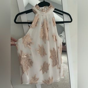 Express white and rose gold sleeveless halter top